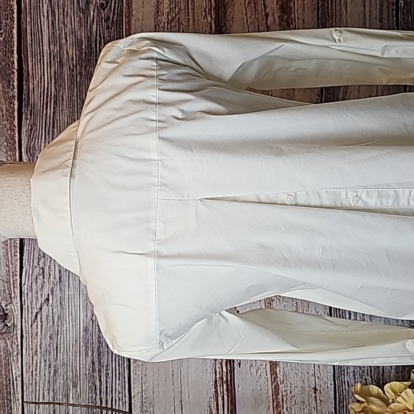 NEW STYLE & CO WHITE HI-LO BACK BUTTON LONG SLEEVE BUTTON UP BLOUSE - Picture 6 of 15